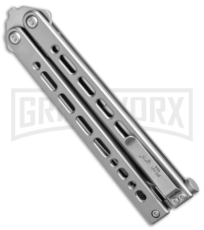 Bear Ops Bear Song VIII Small Gray Butterfly Knife - Bayonet Satin Plain 5 Bear Ops Bear Song VIII Small Gray Butterfly Knife - Bayonet Satin Plain - Image 3