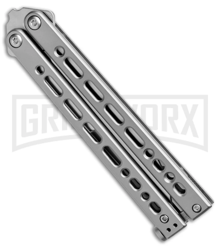 Bear Ops Bear Song VIII Small Gray Butterfly Knife - Bayonet Satin Plain 4 Bear Ops Bear Song VIII Small Gray Butterfly Knife - Bayonet Satin Plain - Image 2
