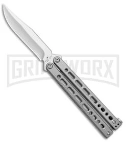Bear Ops Bear Song VIII Small Gray Butterfly Knife - Clip Point Satin Plain