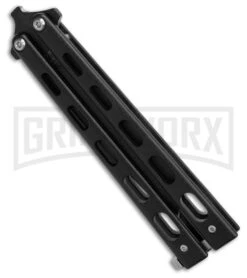 Bear & Son 115B Tanto Black Butterfly Knife - Black Plain -Kershaw Store Bear Son 115TANB Tanto Butterfly Knife Black 4in Black BHQ 50073 td side large