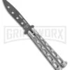 Bear & Son 115TR Large Silver Vein Butterfly Knife Trainer - Black -Kershaw Store Bear Son 115TR Large Butterfly Trainer Silver Vein Black BHQ 107300 jr large