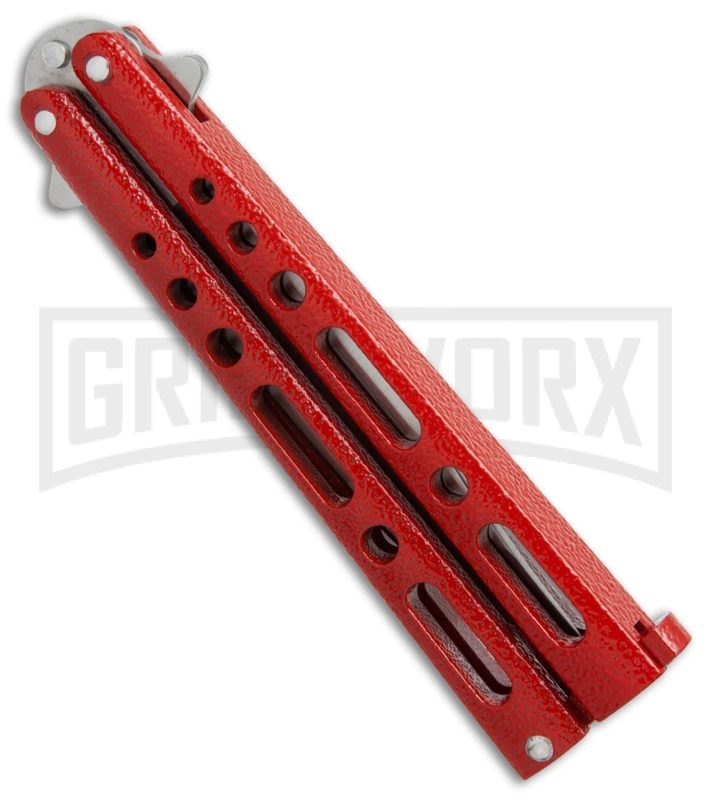 Bear & Son Knives Red Large 117 Balisong Butterfly Knife - Satin Plain 4TH18 4 Bear & Son Knives Red Large 117 Balisong Butterfly Knife - Satin Plain 4TH18 - Image 2