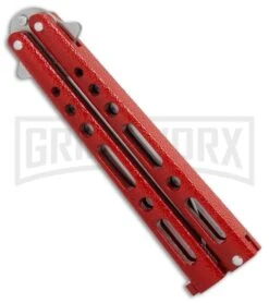 Bear & Son Knives Red Large 117 Balisong Butterfly Knife - Satin Plain 4TH18 8 Bear & Son Knives Red Large 117 Balisong Butterfly Knife - Satin Plain 4TH18 -Kershaw Store Bear Son 117 large butterfly knife red satin BHQ 72584 er spine large