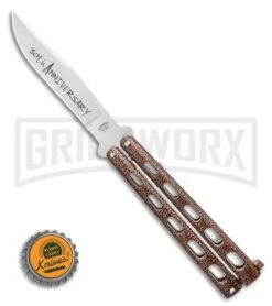 Bear & Son 30th Anniversary 114 Copper Vein Butterfly Knife - Satin Plain 9 Bear & Son 30th Anniversary 114 Copper Vein Butterfly Knife - Satin Plain -Kershaw Store Bear Son Anniversary 114 Copper Vein Butterfly 5 Satin BHQ 121776 LS Bottlecap large