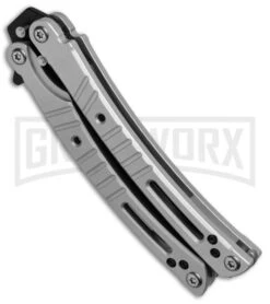 Bear OPS Bear-Song VI Gray Butterfly Knife - Black Plain -Kershaw Store Bear Son Breeden B 600 AIBK B 35033 BHQ 51711 jr side large