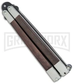 Bear & Son Black Walnut Butterfly Knife - Black Plain -Kershaw Store Bear Son Butterfly Knife Black Walnut Black BW17T BHQ 77785 jr side large