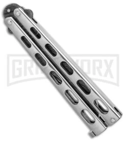 Bear & Son Knives SS14D Stainless Steel Butterfly Knife - Clip Point Damascus -Kershaw Store Bear Son Clip Point Butterfly SS Damascus BHQ 88016 er spine large