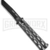 Bear & Son 115 Tanto Silver Vein Butterfly Knife - Black Plain