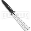 Bear & Son 115W White Butterfly Knife - Black Plain 4TH18 1 Bear & Son 115W White Butterfly Knife - Black Plain 4TH18 -Kershaw Store Bear Son Large Clip Point Butterfly Knife White 4in Black BHQ 77306 large