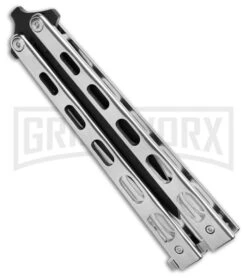 Bear & Son Knives 15 Stainless Steel Butterfly Knife - Spear Point Black Plain -Kershaw Store Bear Son Spear Point Butterfly Knife Stainless Steel 4in Black BHQ 88284 td side large