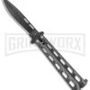 Bear & Son 115 Silver Speckle Butterfly Knife - Black Plain