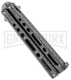 Bear & Son Knives Gray Large 117 Balisong Butterfly Knife - Satin Plain -Kershaw Store Bear and Son 117 Large Butterfly Gray Satin BC117 BHQ 39154 jr side large