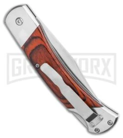 Bear And Son Rosewood Automatic Lockback Knife - Satin Plain 8 Bear And Son Rosewood Automatic Lockback Knife - Satin Plain -Kershaw Store Bear and Son Automatic Lockback Knife Rosewood 5 Satin BHQ 120296 LS Side large