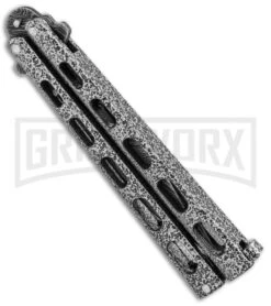 Bear & Son 115DSV Silver Vein Butterfly Knife - Damascus Plain -Kershaw Store Bear and Son Butterfly Black Damascus 115DSV BHQ 83522 jr side large