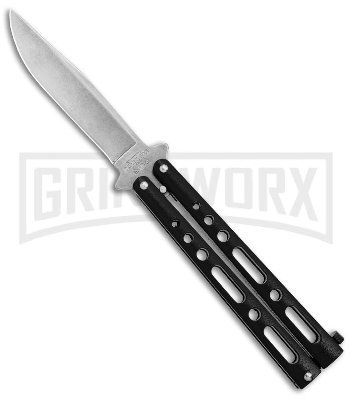 Bear & Son Butterfly Knife Black Steel - Clip Point Plain 3 Bear & Son Butterfly Knife Black Steel - Clip Point Plain