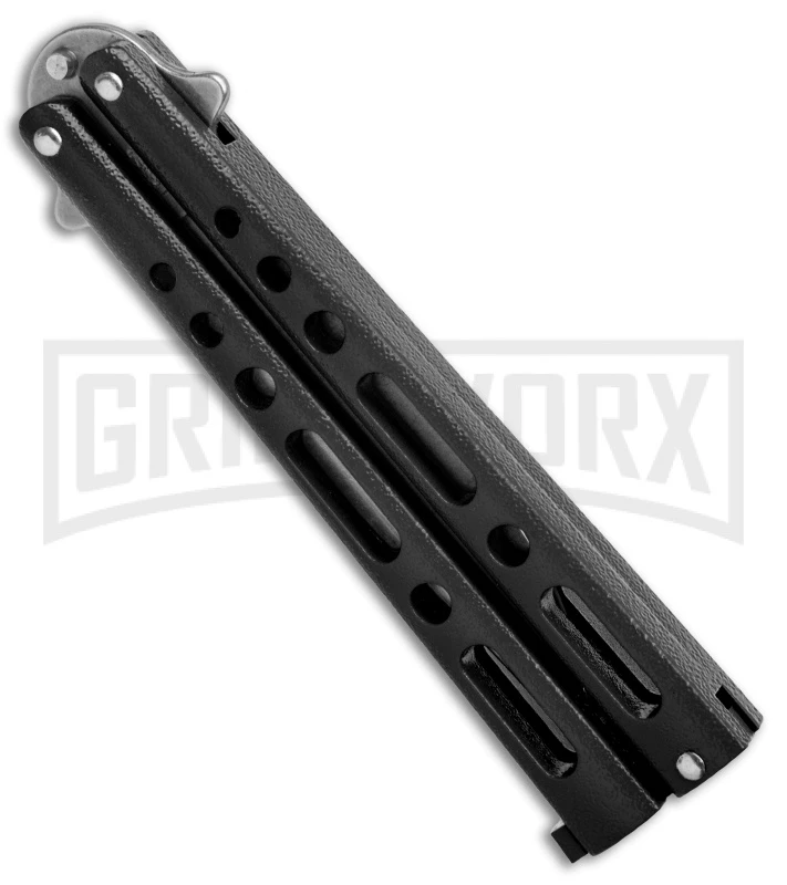 Bear & Son Butterfly Knife Black Steel - Clip Point Plain 4 Bear & Son Butterfly Knife Black Steel - Clip Point Plain - Image 2