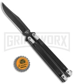 Bear & Son Black G-10 Balisong Butterfly Knife - Black Plain -Kershaw Store Bear and Son Butterfly Knife Black G 10 Black G17B BHQ 92673 jr bottlecap large