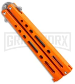 Bear & Son Butterfly Knife Orange Steel - Clip Point Plain -Kershaw Store Bear and Son Butterfly Orange SW BHQ 135322 jr spine large