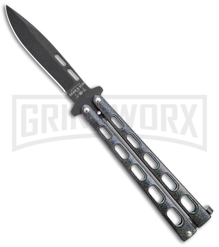 Bear & Son 115GX Galaxy Butterfly Knife - Black Plain 3 Bear & Son 115GX Galaxy Butterfly Knife - Black Plain