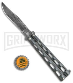 Bear And Son Knives 114GXD Galaxy Balisong Butterfly Knife - Damascus Plain -Kershaw Store Bear and Son Large Butterfly Galaxy Damascus BHQ 142578 jr bottlecap large