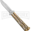 Bear & Son 117 Gold Stonewash Butterfly Knife - Stonewash Plain