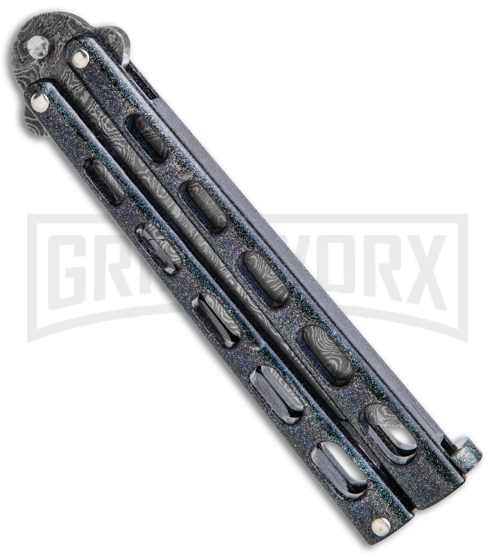 Bear & Son 114 Galaxy Butterfly Knife - Damascus Tanto Plain 5 Bear & Son 114 Galaxy Butterfly Knife - Damascus Tanto Plain - Image 3