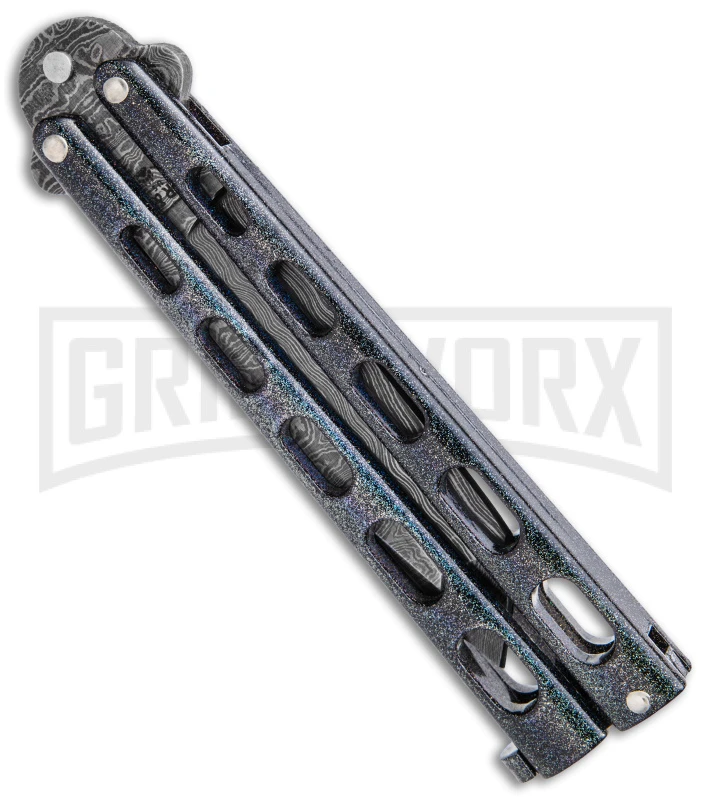 Bear & Son 114 Galaxy Butterfly Knife - Damascus Tanto Plain 4 Bear & Son 114 Galaxy Butterfly Knife - Damascus Tanto Plain - Image 2