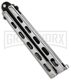 Bear & Son Knives 15 Stainless Steel Butterfly Knife - Tanto Black Plain 9 Bear & Son Knives 15 Stainless Steel Butterfly Knife - Tanto Black Plain -Kershaw Store Bear and Son Tanto Butterfly SS Black SS15TAN BHQ 87938 jr side large