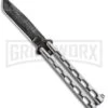 Bear And Son Knives SS14 Large Balisong Butterfly Knife - Tanto Damascus -Kershaw Store Bear and Son Tanto Butterfly SS Damascus SS14AD BHQ 88455 jr large