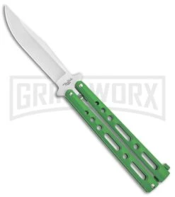 Benchmark Balisong Green Butterfly Knife - Satin Plain