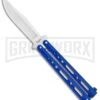 Benchmark Balisong Blue Butterfly Knife - Satin Plain