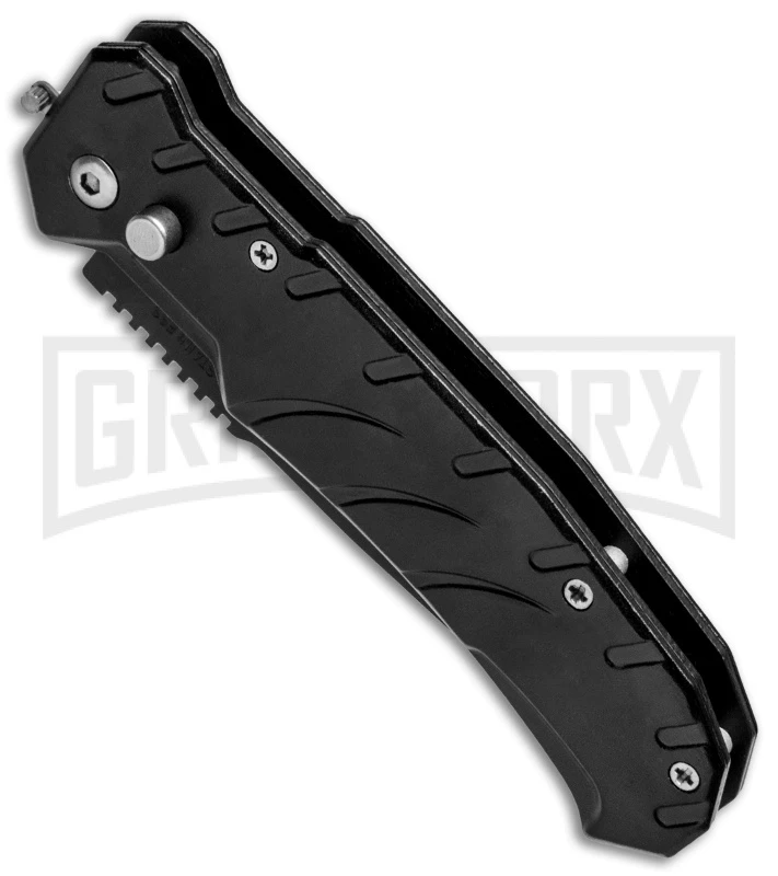 Black 8" Stainless Steel Automatic Knife - Tanto Black Plain 4 Black 8" Stainless Steel Automatic Knife - Tanto Black Plain - Image 2