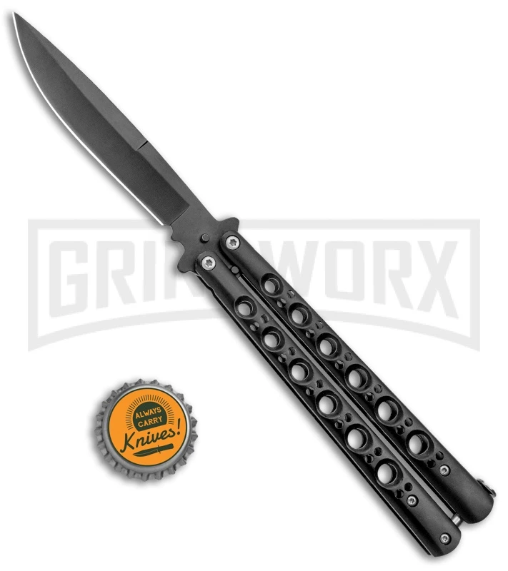 Black Balisong Butterfly Knife - (9.60" Black) 6 Black Balisong Butterfly Knife - (9.60" Black) - Image 4