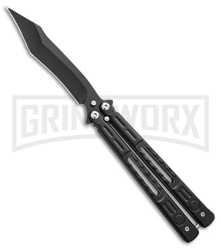 Chalkhill Balisong Butterfly Knife - Black Tanto Skeletonized 3 Chalkhill Balisong Butterfly Knife - Black Tanto Skeletonized
