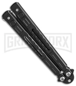 Chalkhill Balisong Butterfly Knife - Black Tanto Skeletonized 7 Chalkhill Balisong Butterfly Knife - Black Tanto Skeletonized -Kershaw Store Black Balisong Clip Point Butterfly Knife Black Finish GX 37653 td spine large
