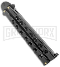 Scoundrel Black Balisong Butterfly Knife Kriss - Black Plain 8 Scoundrel Black Balisong Butterfly Knife Kriss - Black Plain -Kershaw Store Black Butterfly Balisong Kriss Blade Black GX 3066 jr side large