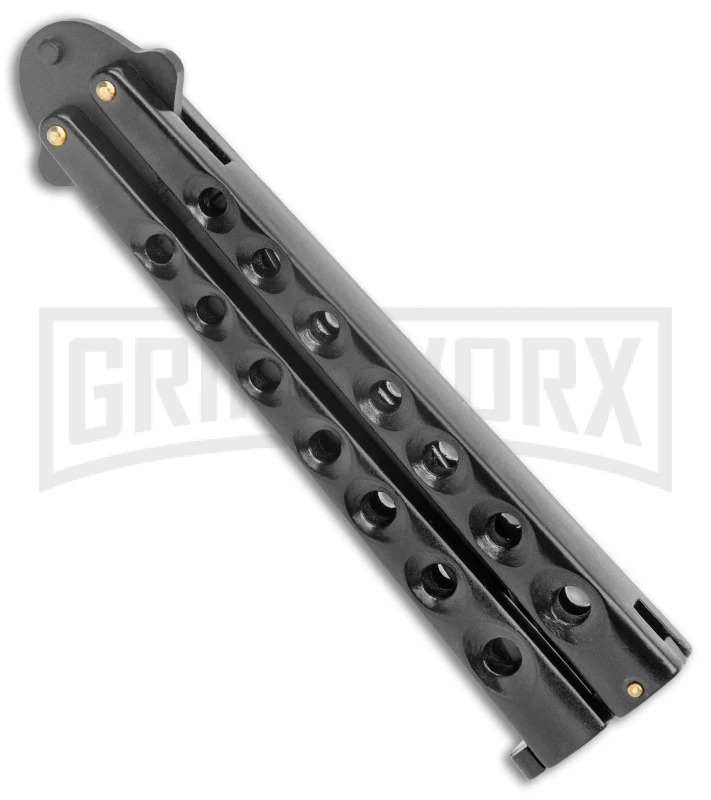 Scoundrel Black Balisong Butterfly Knife Kriss - Black Plain 4 Scoundrel Black Balisong Butterfly Knife Kriss - Black Plain - Image 2
