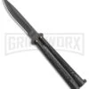 Black Dragon Balisong Butterfly Knife - Black Plain -Kershaw Store Black Dragon Balisong Butterfly Black GX 2449 jr large