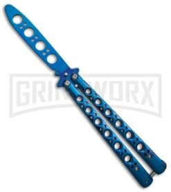 Blue Balisong Trainer Butterfly Knife - Blue Dull