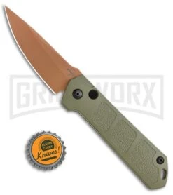 Boker Kihon OD Green Automatic Knife - Copper Plain -Kershaw Store Boker Burnley Kihon Desert Warrior DP Auto Copper D2 01BO955NSOI BHQ 101391 jr bottlecap large
