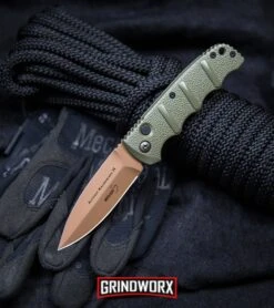 Boker Kalashnikov Desert Warrior Dagger Automatic Knife - Copper Plain -Kershaw Store Boker Desert Warrior Kalashnikov Dagger Automatic Knife OD Green Copper BHQ30436 kp rope web large
