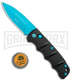 Boker Kalashnikov Automatic Knife - D2 Dagger Electric Blue Plain -Kershaw Store Boker Kalashnikov Black Widow Blue jr bottlecap large