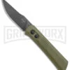 Boker Lundquist Alluvial Green Aluminum Automatic Knife - Black Stonewash Plain -Kershaw Store Boker Lundquist Alluvial Auto OD Green Aluminum Black SW BHQ 125069 jr large