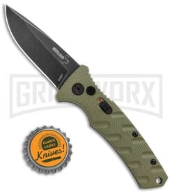 Boker Mini Strike Automatic Knife OD Green - Drop Point Black SW Plain -Kershaw Store Boker Mini Strike Auto OD Green Smokewash 01BO437NSOI BHQ 99630 jr bottlecap large