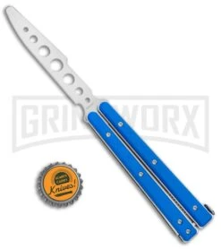 Boker Plus Mini Balisong Solid Blue Trainer Knife - Satin Dull -Kershaw Store Boker Plus Mini Balisong Trainer Blue G 10 Satin 01BO716SOI BHQ 99640 jr bottlecap large