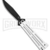 Boker Plus Papillon Butterfly Knife White - Black Plain -Kershaw Store Boker Plus Papillon Butterfly Knife White 4.1in Black BHQ 184251 hd large