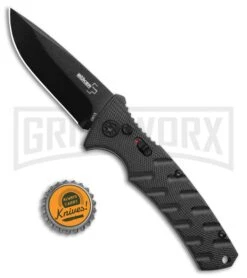 Boker Plus Strike Automatic Knife - Drop Point Black Plain -Kershaw Store Boker Plus Strike Bowie Auto Black 01BO433NSOI BHQ 97031 jr bottlecap large