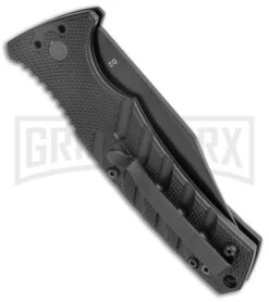 Boker Plus Strike Black Automatic Knife - Black Plain -Kershaw Store Boker Plus Strike Bowie Auto Black Black BHQ 125300 jr side large