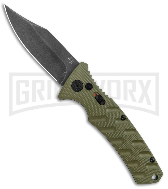 Boker Plus Strike OD Green Automatic Knife - Bowie Black Stonewash Plain 3 Boker Plus Strike OD Green Automatic Knife - Bowie Black Stonewash Plain