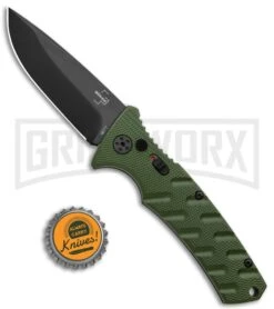 Boker Plus Strike OD Green Automatic Knife - Drop Point Black Plain -Kershaw Store Boker Plus Strike DP Auto OD Green Black BHQ 97033 jr bottlecap large